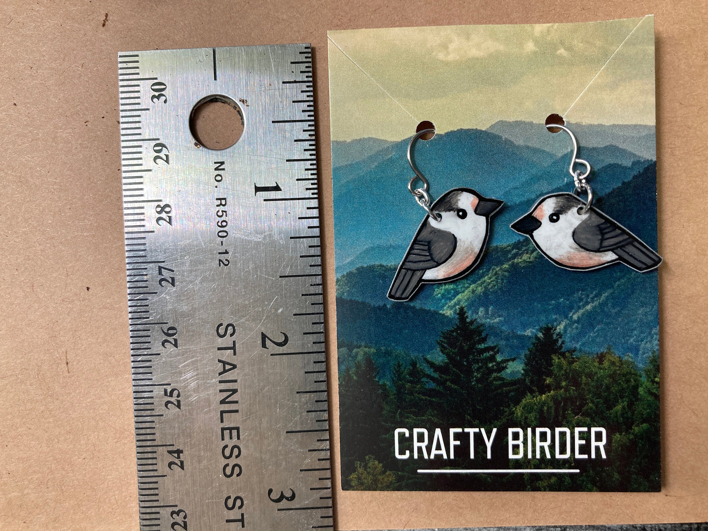 Gray Jay Canada Jay Handmade Unique Bird Earrings Birding Birdwatcher Gift