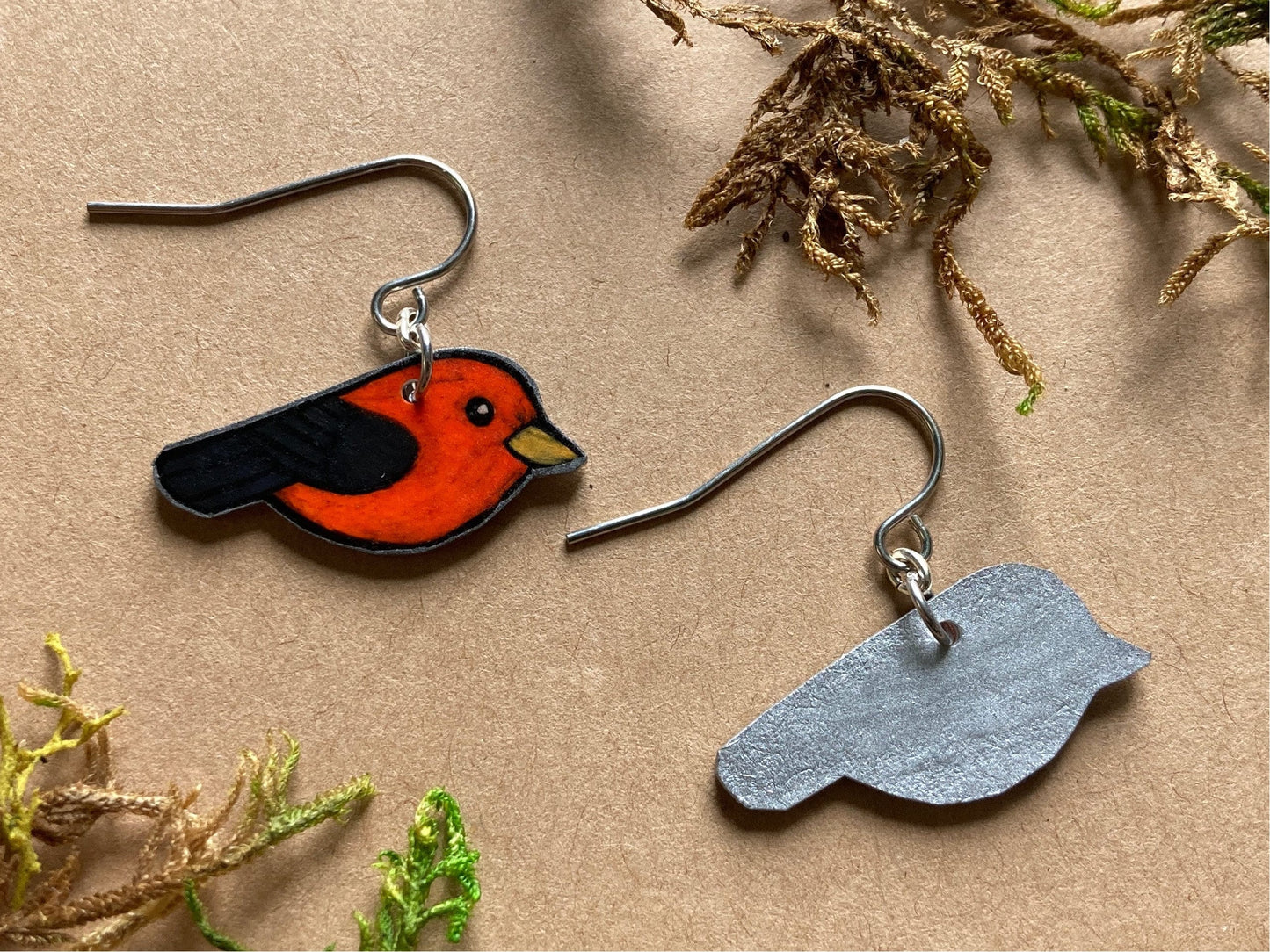 Scarlet Tanager Handmade Unique Bird Earrings Birding Birdwatcher Gift