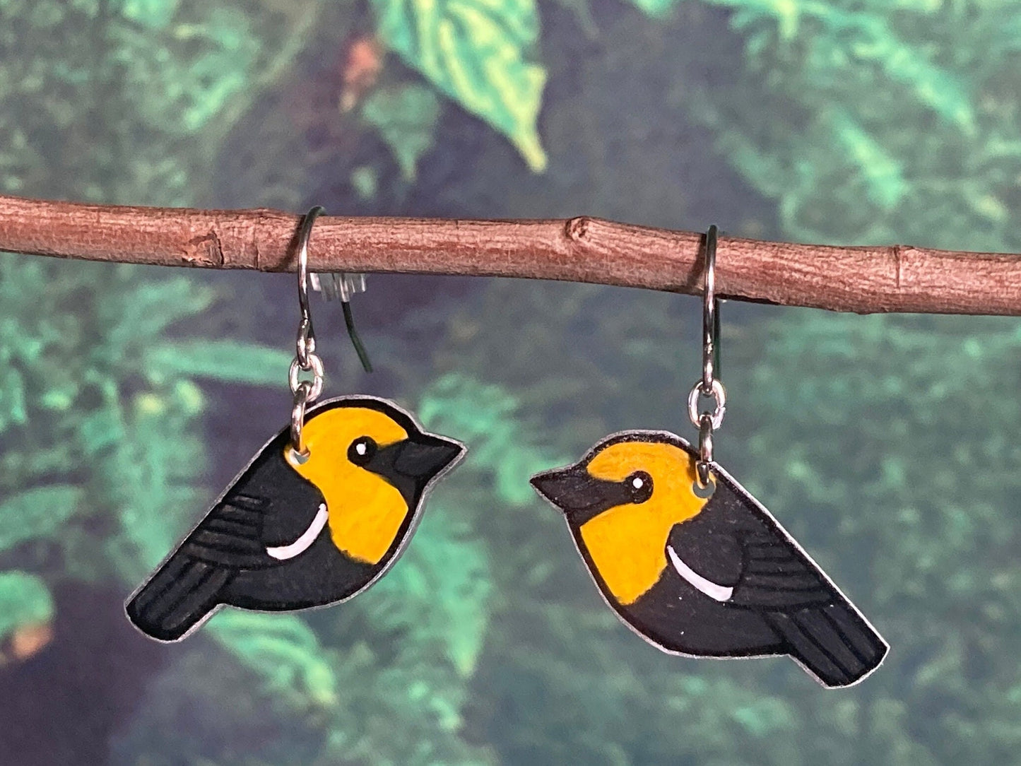 Yellow headed blackbird Handmade Unique Bird Earrings Birding Birdwatcher Gift