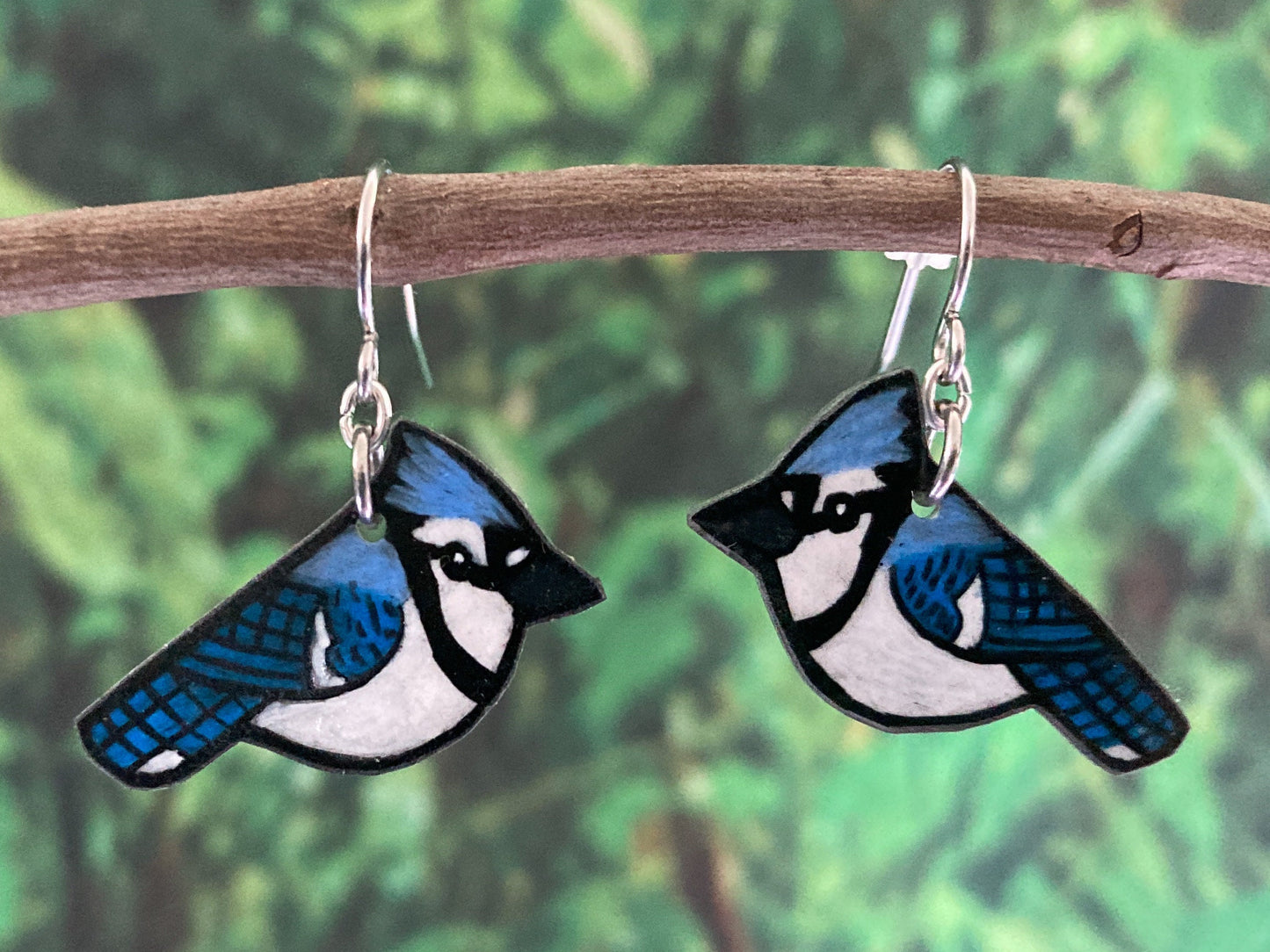 Blue Jay Handmade Unique Bird Earrings Birding Birdwatcher Gift