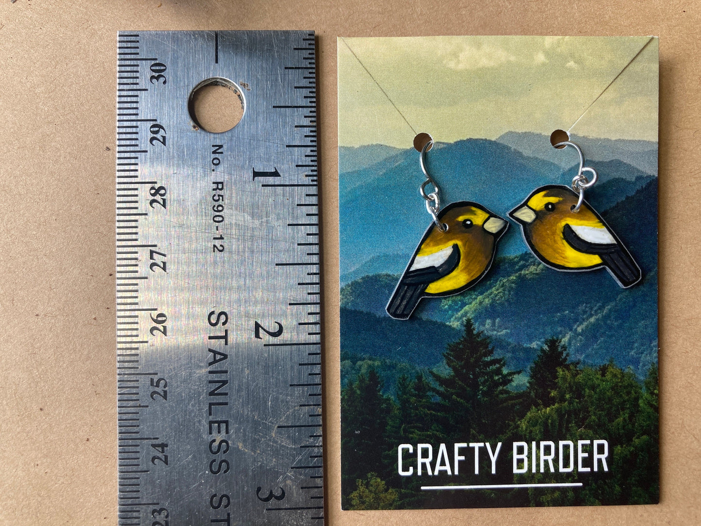 Evening Grosbeak Handmade Unique Bird Earrings Birding Birdwatcher Gift