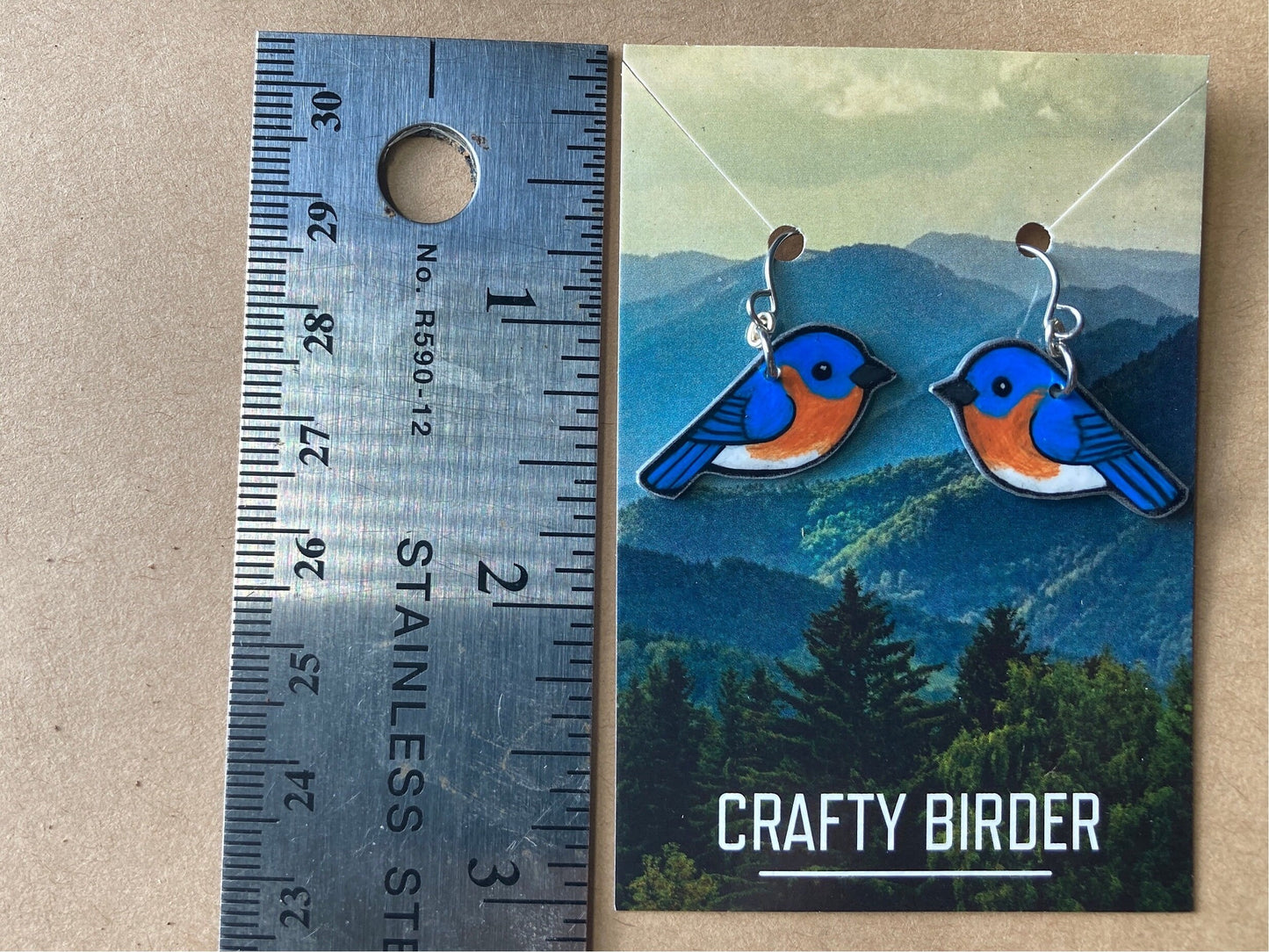 Eastern Bluebird Handmade Unique Bird Earrings Birding Birdwatcher Gift