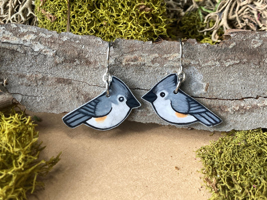 Tufted Titmouse Earrings | Titmouse Earrings | Bird Earrings | Titmouse Jewelry | Tufted Titmouse Jewelry | Little Titmouse Earrings