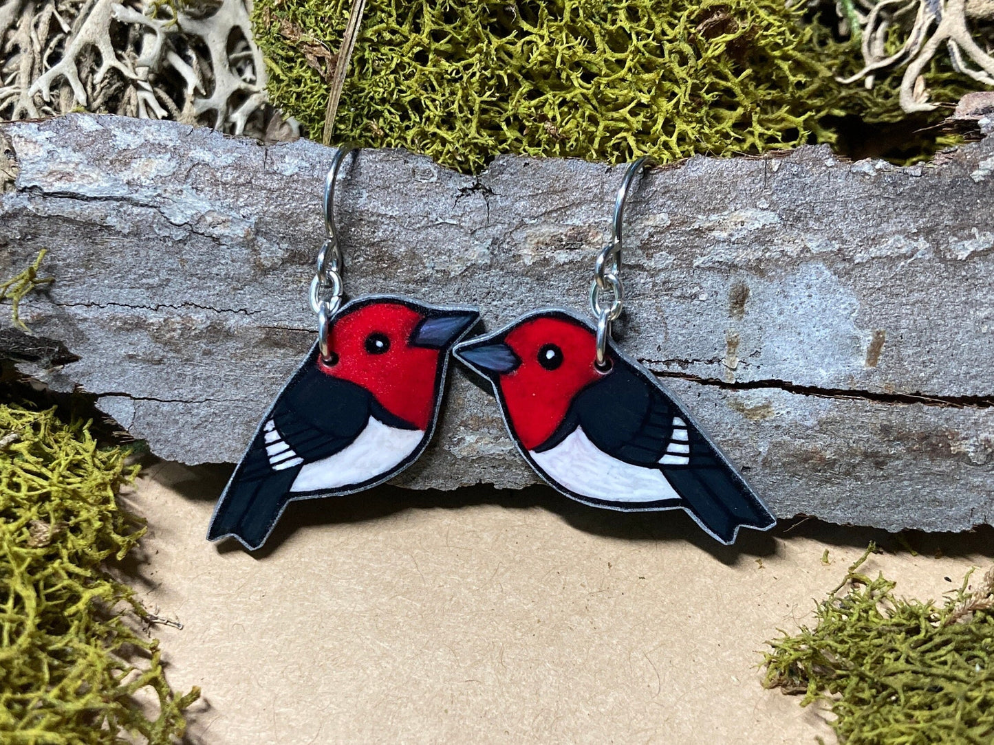 Red-headed Woodpecker Earrings