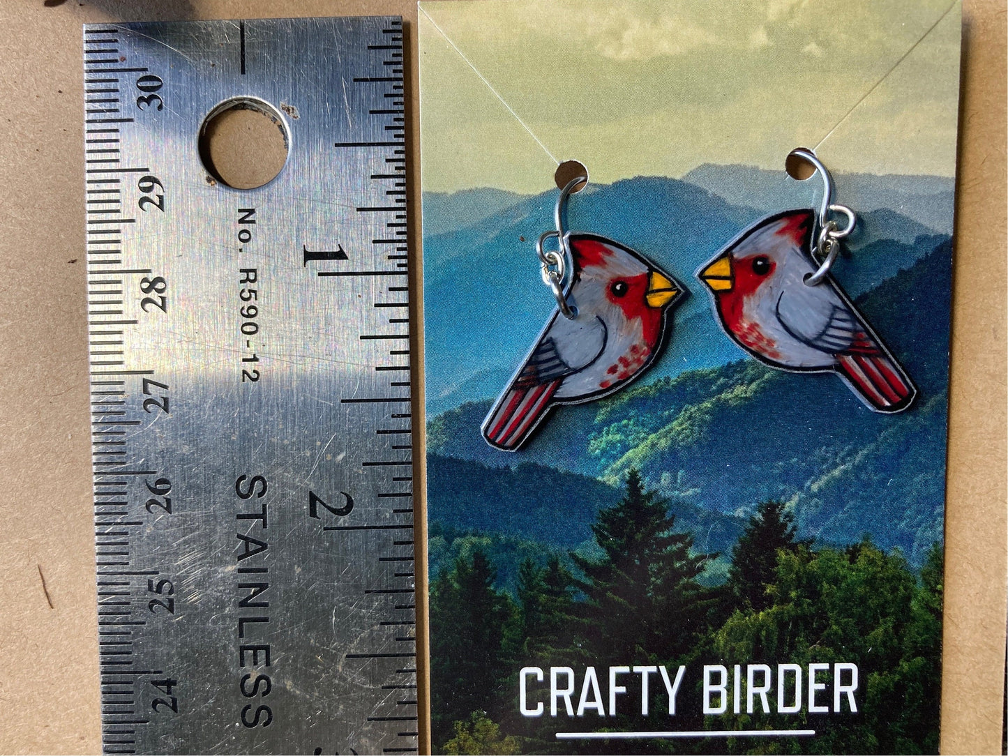 Pyrrhuloxia Handmade Unique Bird Earrings Birding Birdwatcher Gift