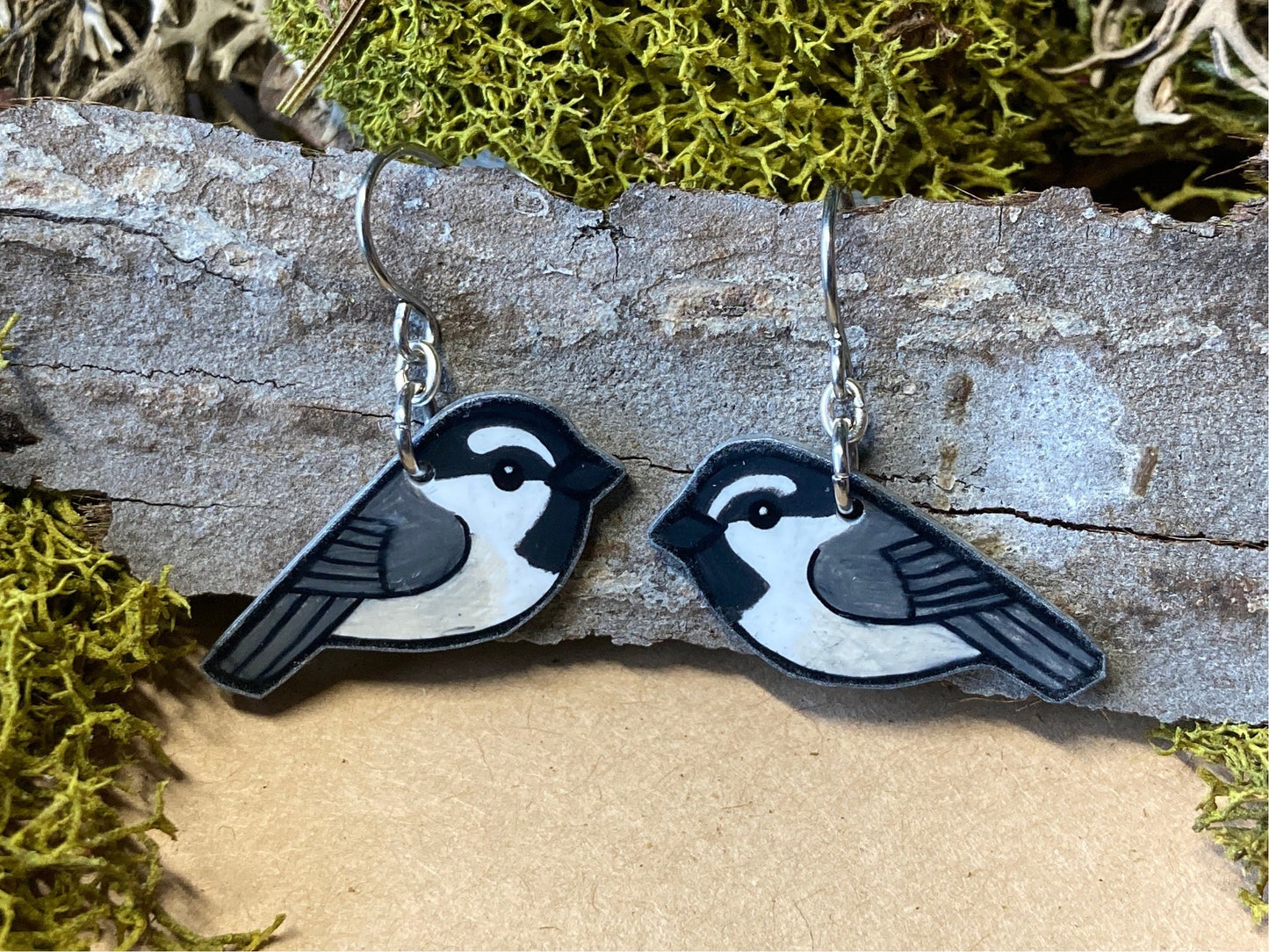 Mountain Chickadee Handmade Unique Bird Earrings Birding Birdwatcher Gift
