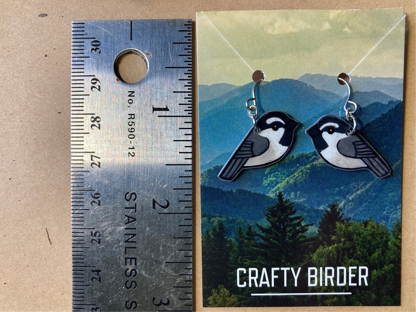 Mountain Chickadee Handmade Unique Bird Earrings Birding Birdwatcher Gift