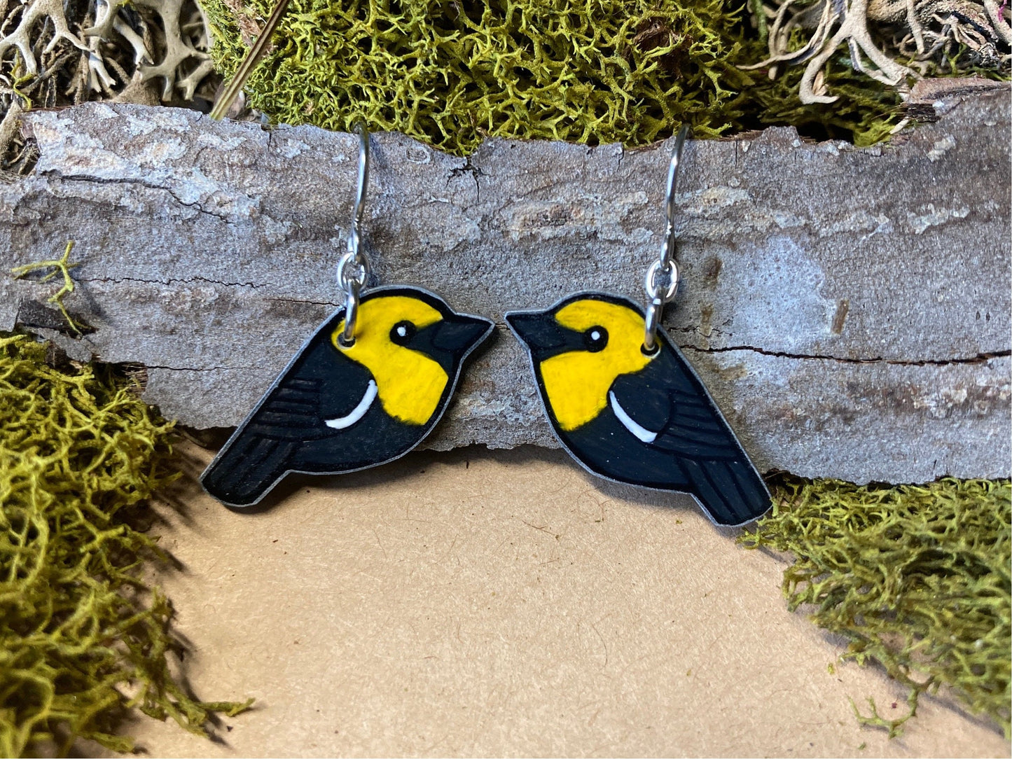 Yellow headed blackbird Handmade Unique Bird Earrings Birding Birdwatcher Gift