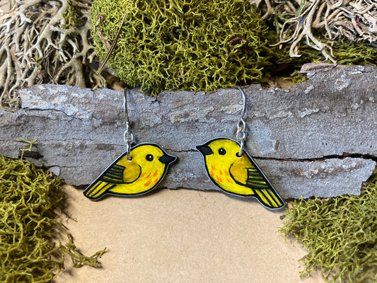 Yellow Warbler Handmade Unique Bird Earrings Birding Birdwatcher Gift