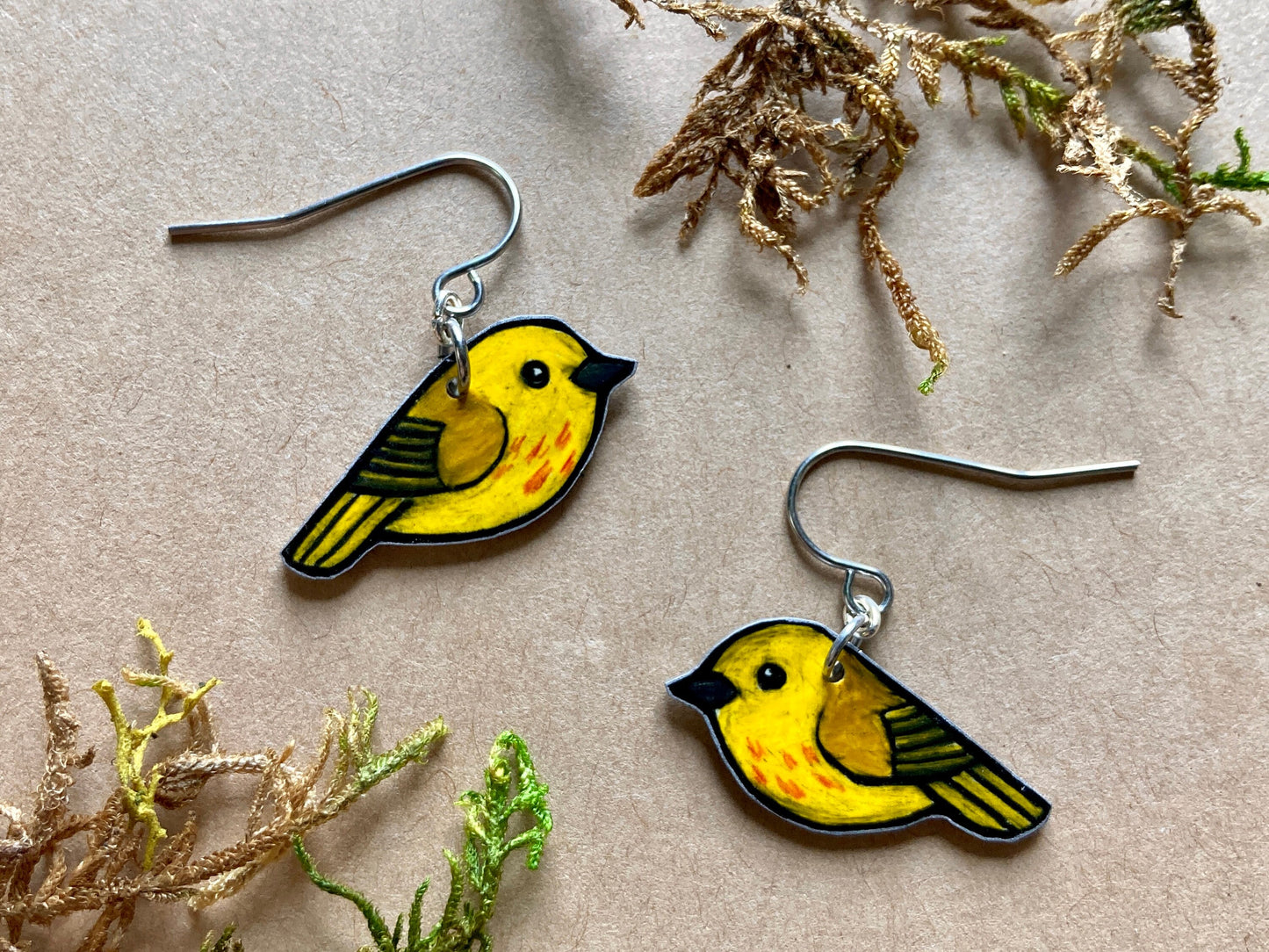 Yellow Warbler Handmade Unique Bird Earrings Birding Birdwatcher Gift