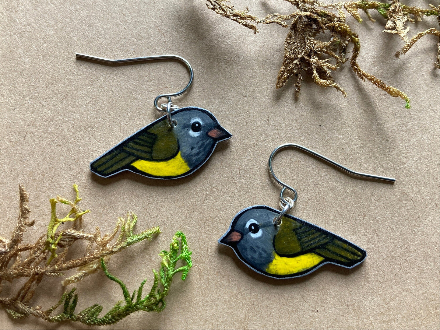 MacGillivrays Warbler Handmade Unique Bird Earrings Birding Birdwatcher Gift