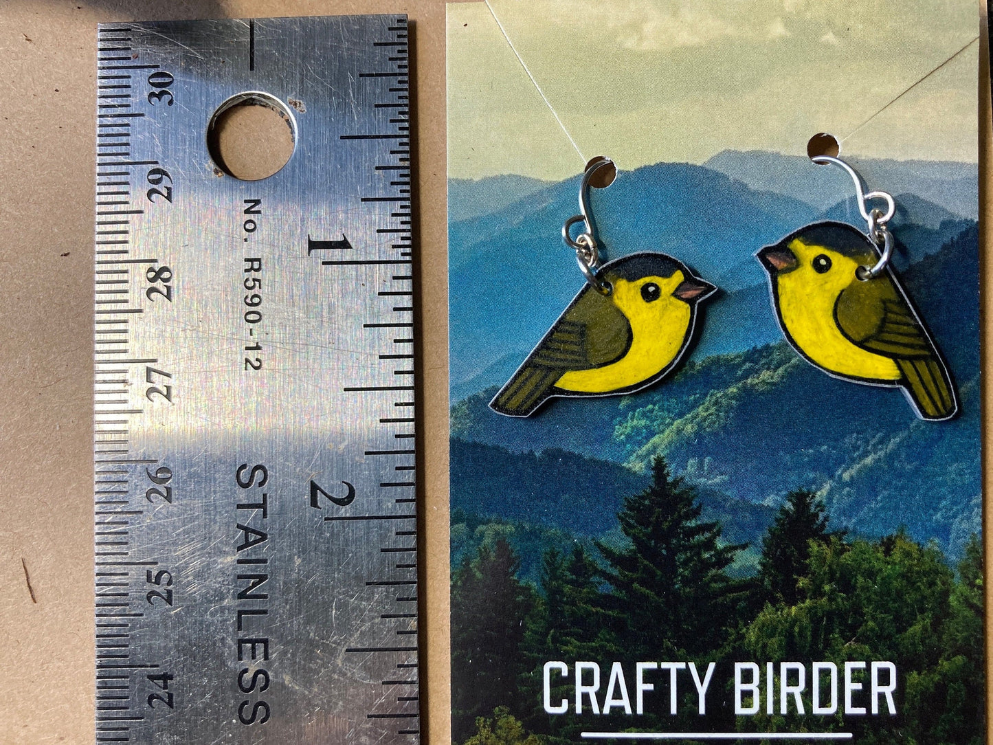 Wilsons Warbler Handmade Unique Bird Earrings Birding Birdwatcher Gift