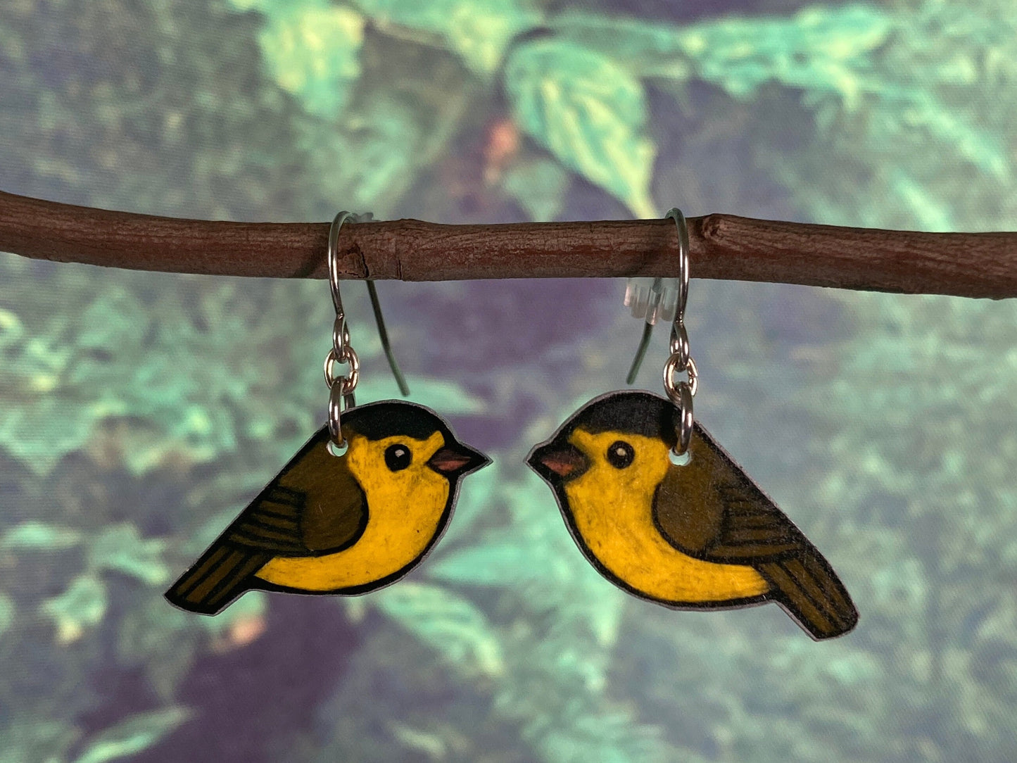 Wilsons Warbler Handmade Unique Bird Earrings Birding Birdwatcher Gift