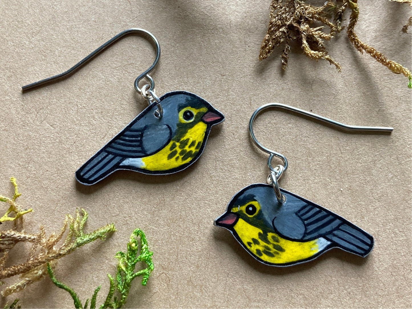 Canada Warbler Handmade Unique Bird Earrings Birding Birdwatcher Gift