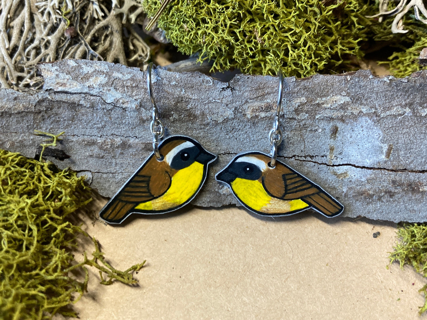 Common Yellowthroat Warbler Handmade Unique Bird Earrings Birding Birdwatcher Gift