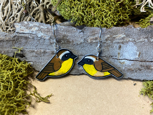 Common Yellowthroat Warbler Handmade Unique Bird Earrings Birding Birdwatcher Gift