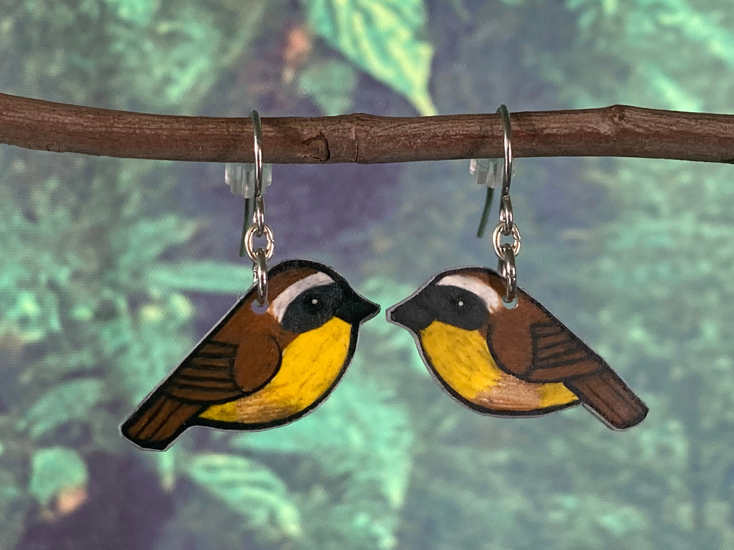 Common Yellowthroat Warbler Handmade Unique Bird Earrings Birding Birdwatcher Gift