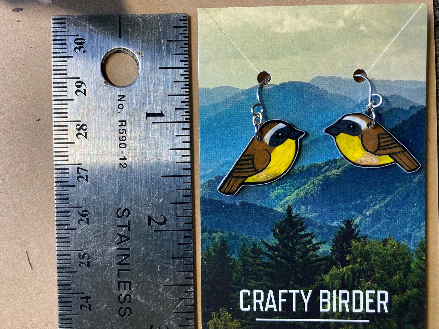 Common Yellowthroat Warbler Handmade Unique Bird Earrings Birding Birdwatcher Gift