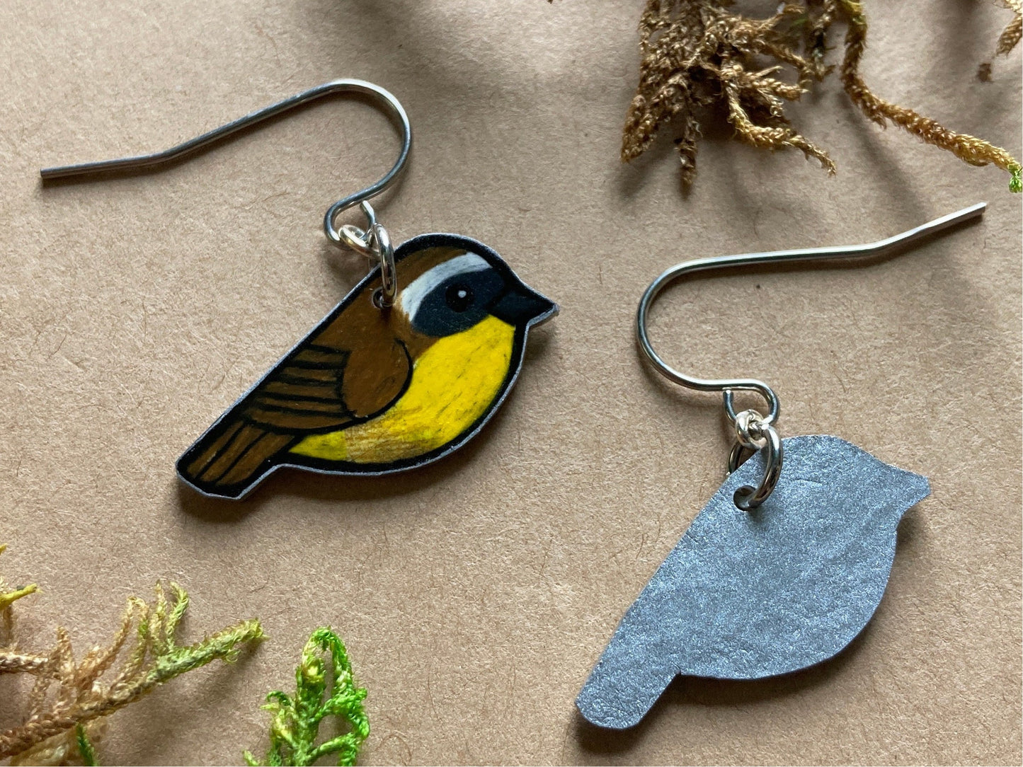 Common Yellowthroat Warbler Handmade Unique Bird Earrings Birding Birdwatcher Gift