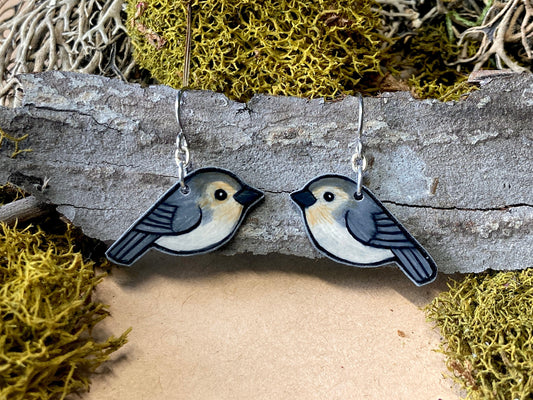 Bushtit bird Handmade Unique Bird Earrings Birding Birdwatcher Gift