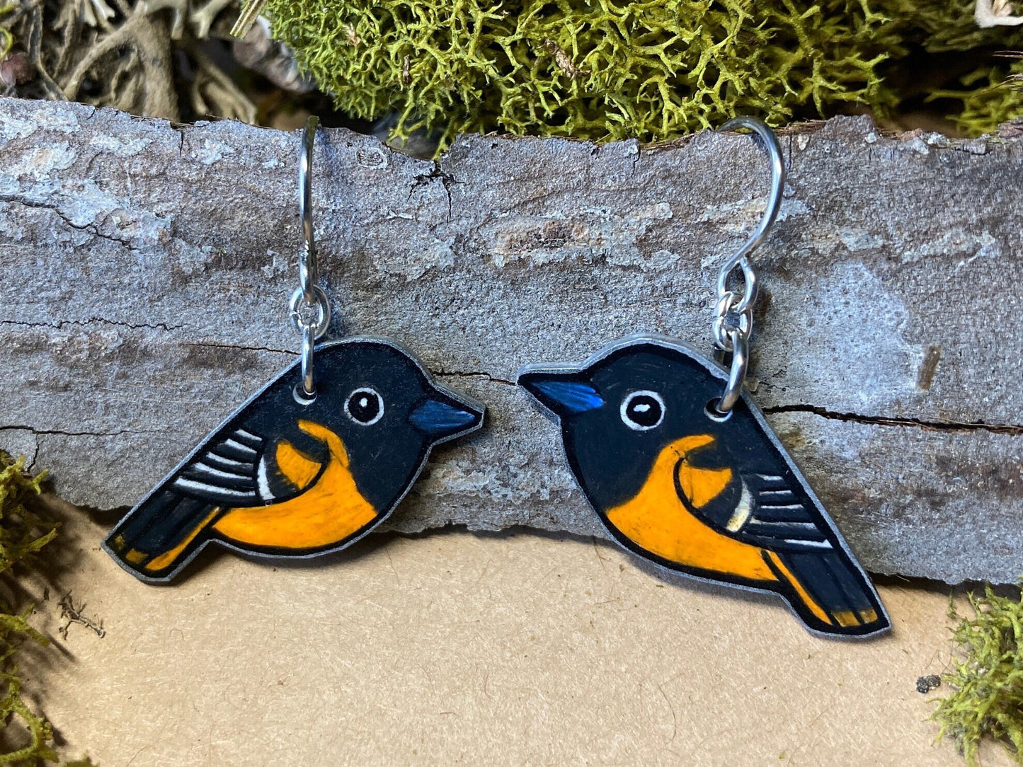 Baltimore Oriole Handmade Unique Bird Earrings Birding Birdwatcher Gift