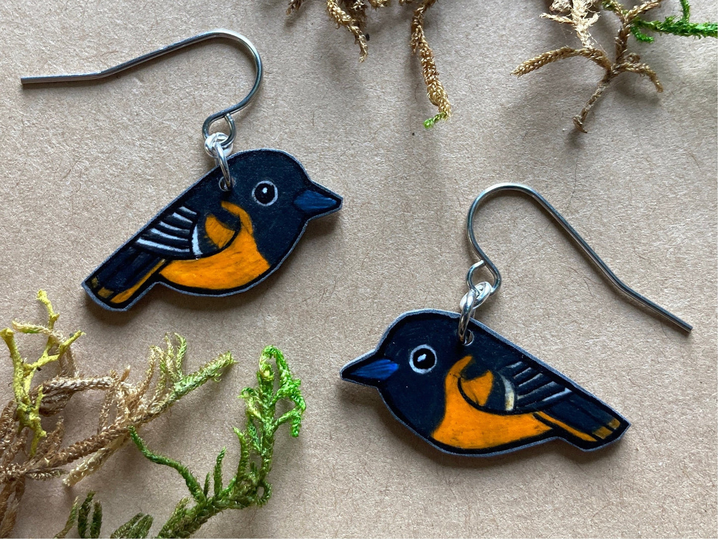 Baltimore Oriole Handmade Unique Bird Earrings Birding Birdwatcher Gift