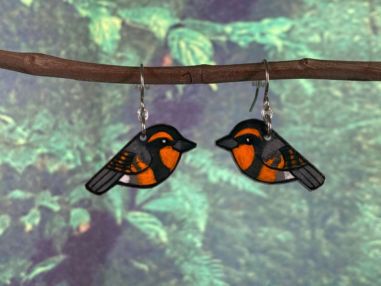 Varied Thrush Handmade Unique Bird Earrings Birding Birdwatcher Gift