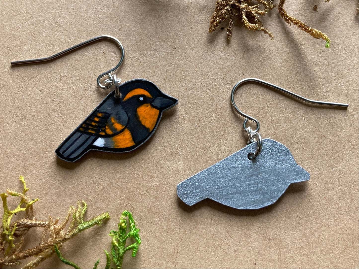 Varied Thrush Handmade Unique Bird Earrings Birding Birdwatcher Gift