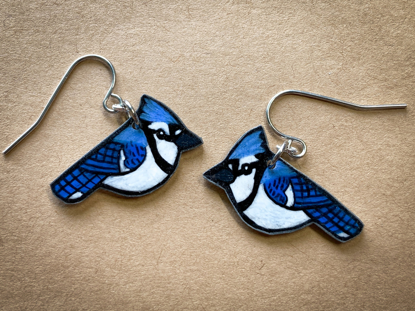 Blue Jay Handmade Unique Bird Earrings Birding Birdwatcher Gift