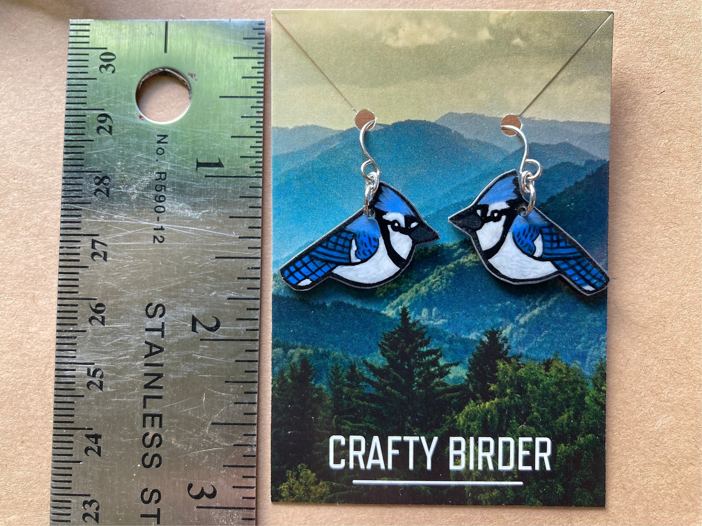 Blue Jay Handmade Unique Bird Earrings Birding Birdwatcher Gift