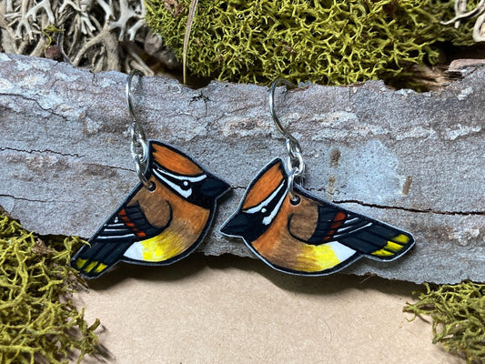 Cedar Waxwing Handmade Unique Bird Earrings Birding Birdwatcher Gift
