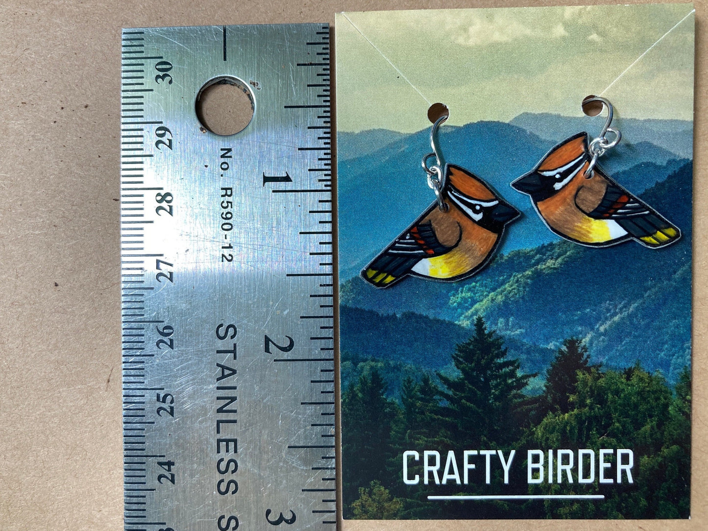Cedar Waxwing Handmade Unique Bird Earrings Birding Birdwatcher Gift