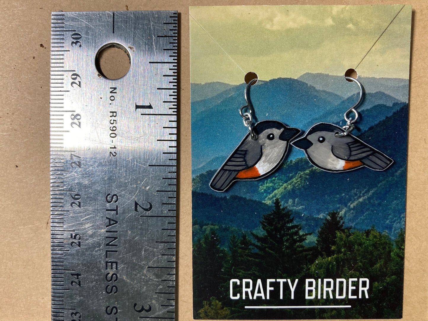 Gray catbird Handmade Unique Bird Earrings Birding Birdwatcher Gift
