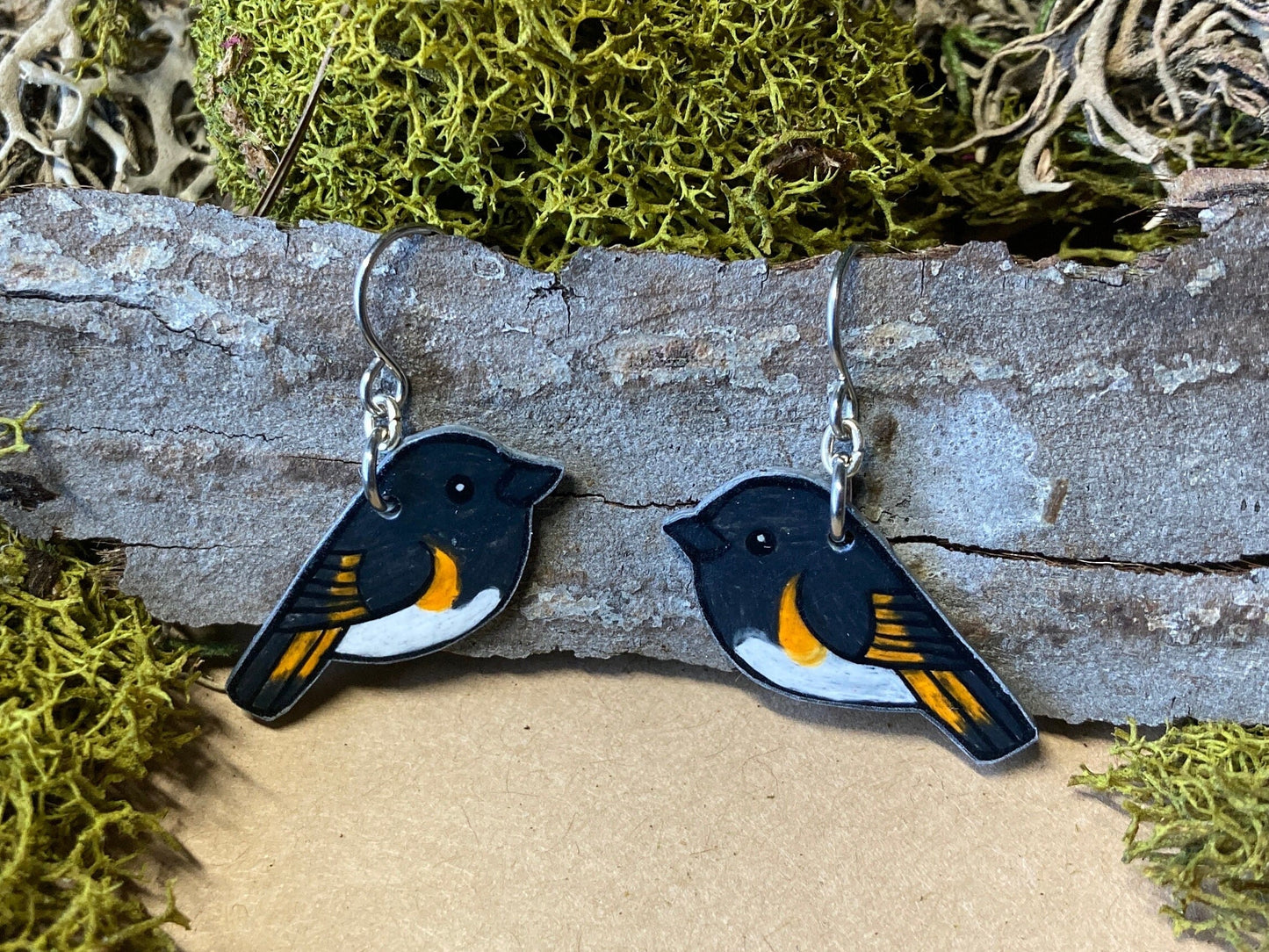 American Redstart Handmade Unique Bird Earrings Birding Birdwatcher Gift