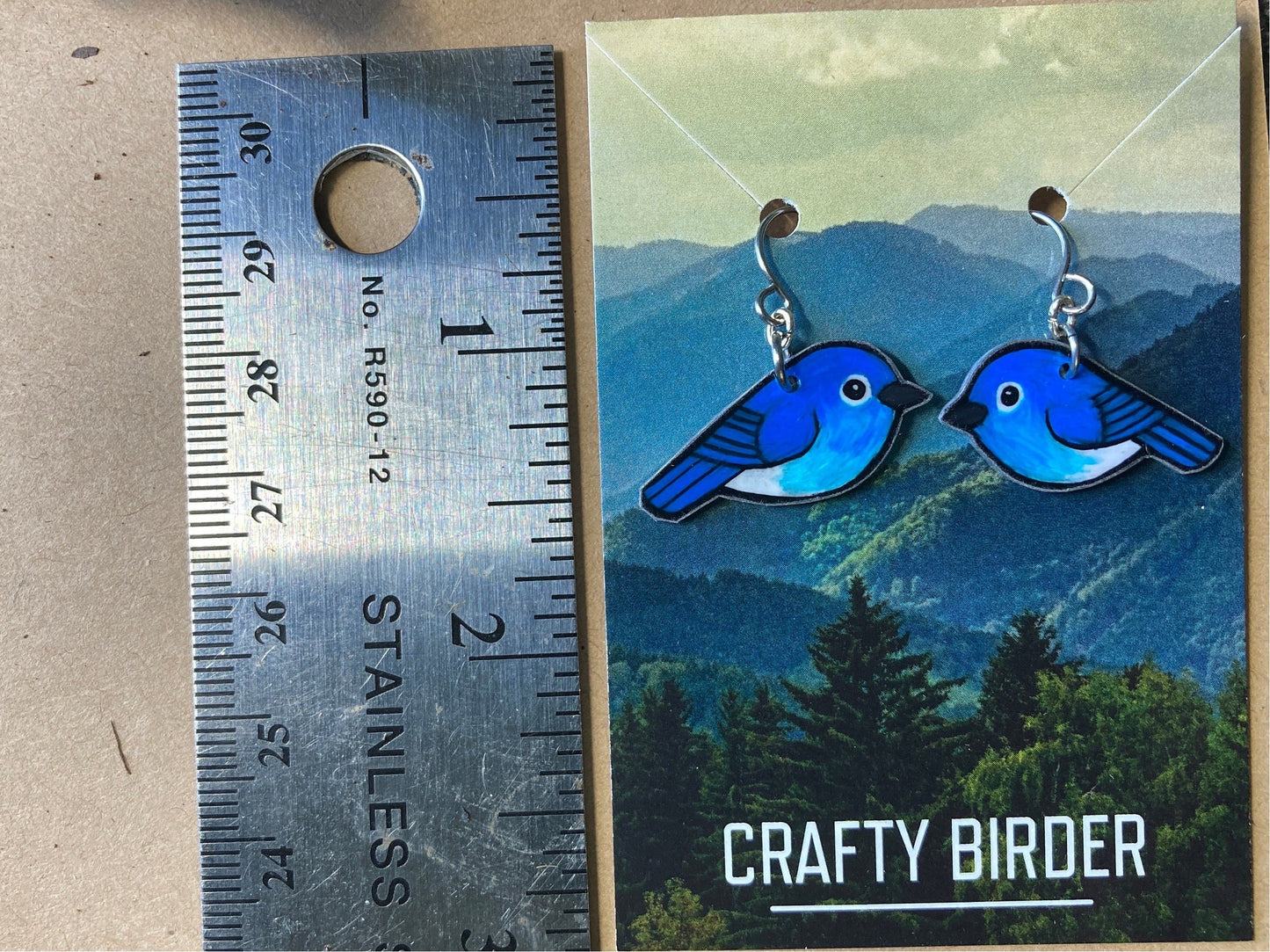 Mountain Bluebird Handmade Unique Bird Earrings Birding Birdwatcher Gift