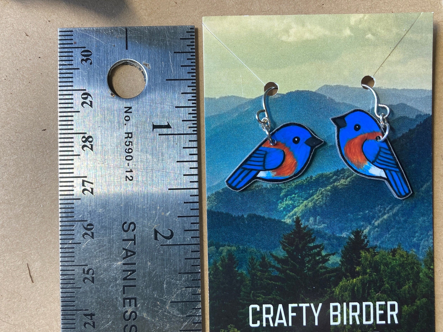 Western Bluebird Handmade Unique Bird Earrings Birding Birdwatcher Gift