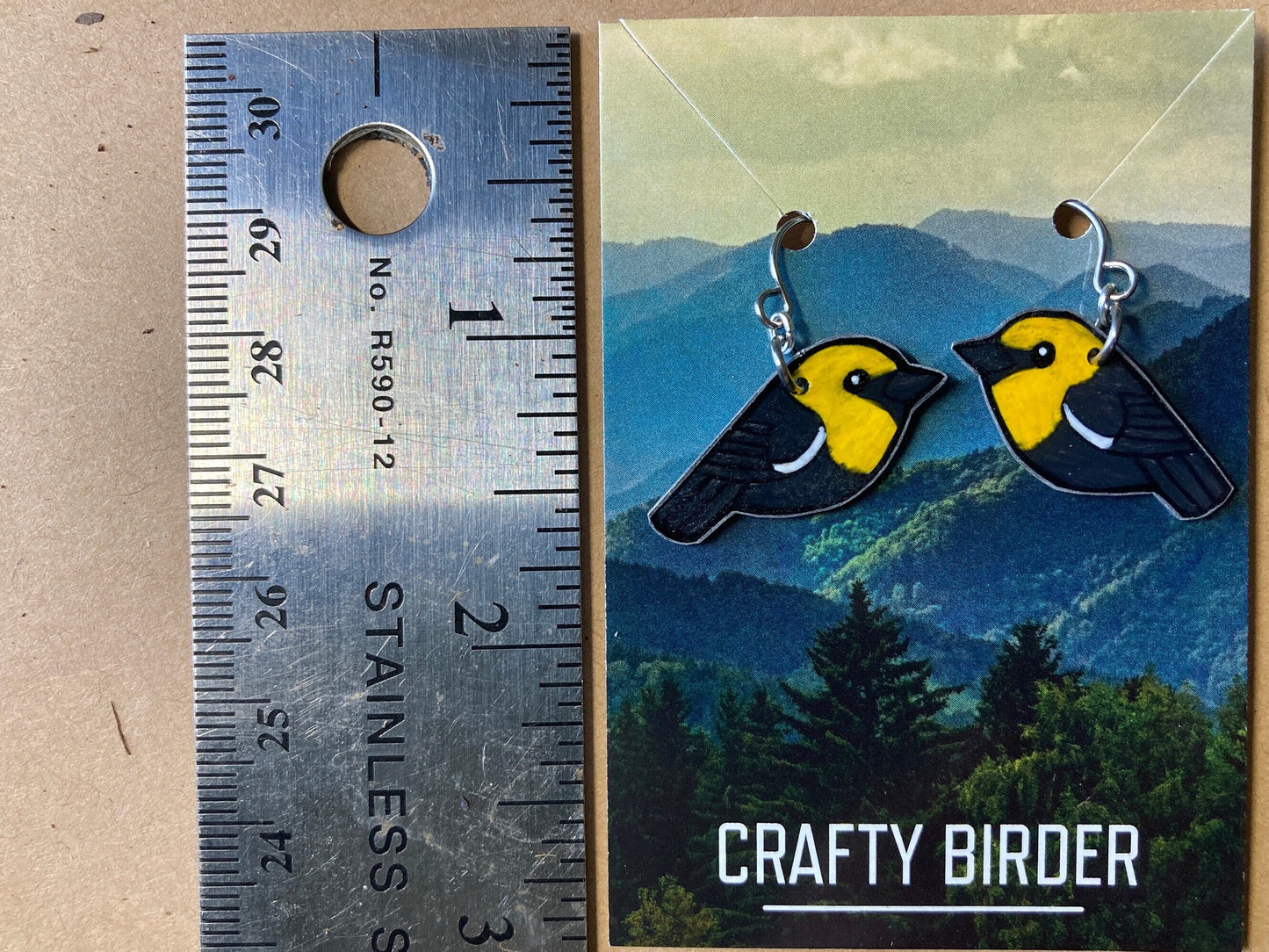 Yellow headed blackbird Handmade Unique Bird Earrings Birding Birdwatcher Gift