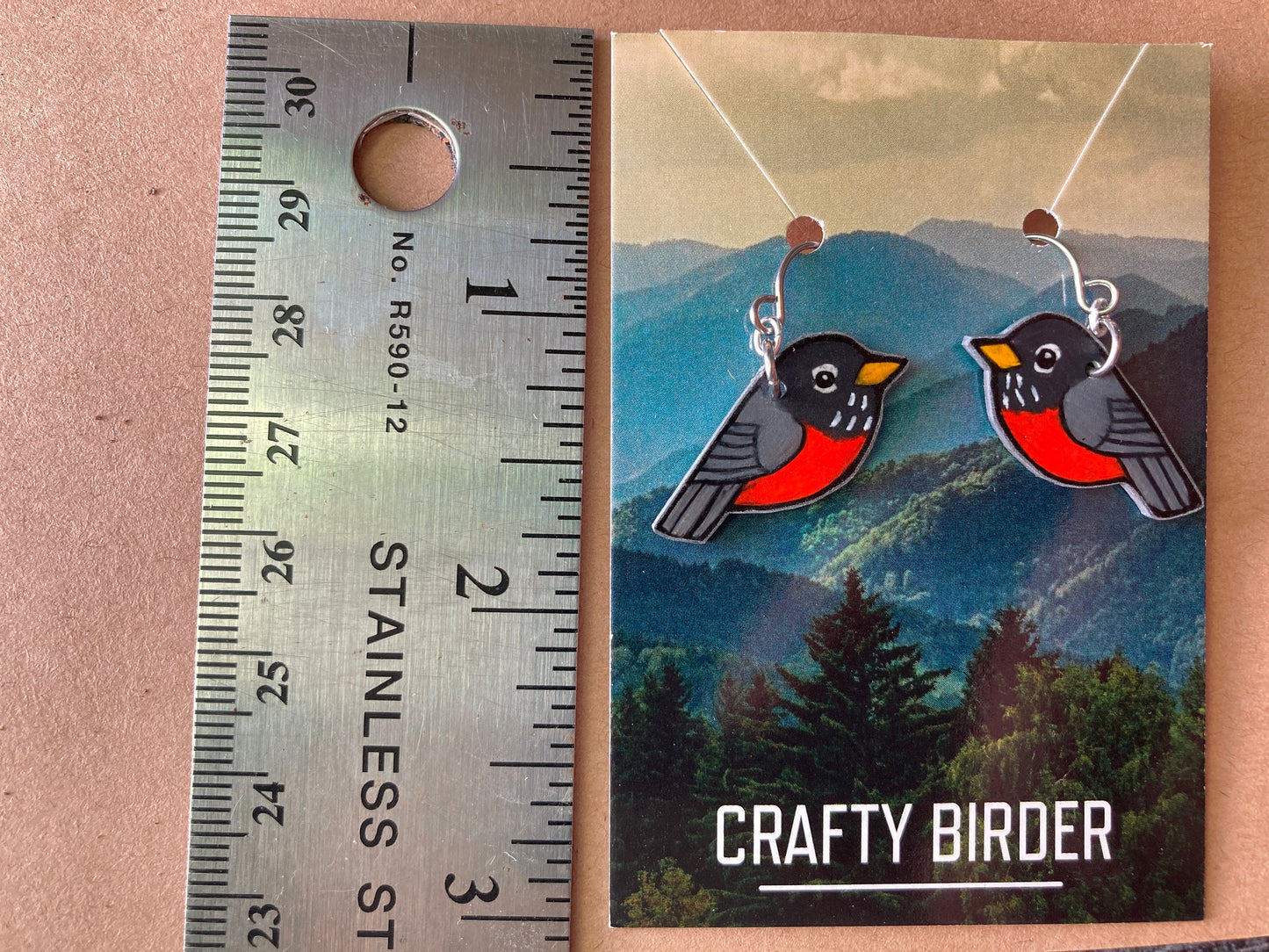 American robin Handmade Unique Bird Earrings Birding Birdwatcher Gift