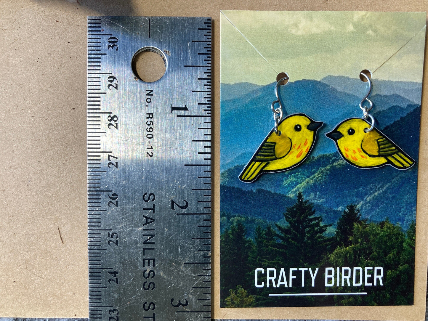 Yellow Warbler Handmade Unique Bird Earrings Birding Birdwatcher Gift