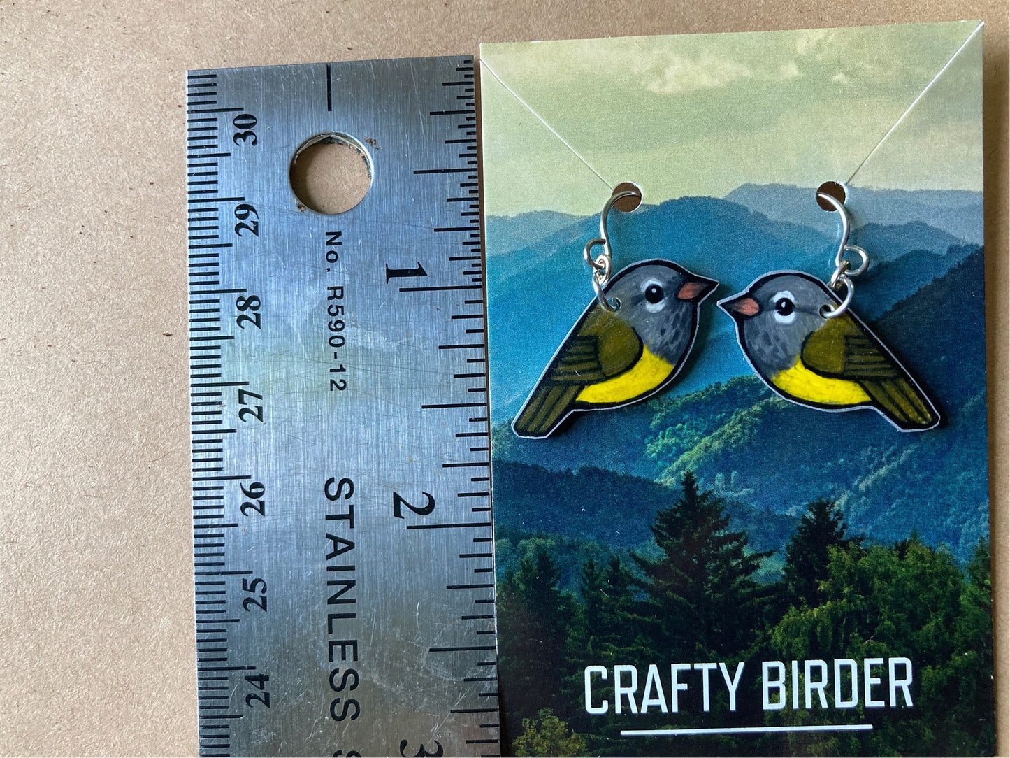 MacGillivrays Warbler Handmade Unique Bird Earrings Birding Birdwatcher Gift