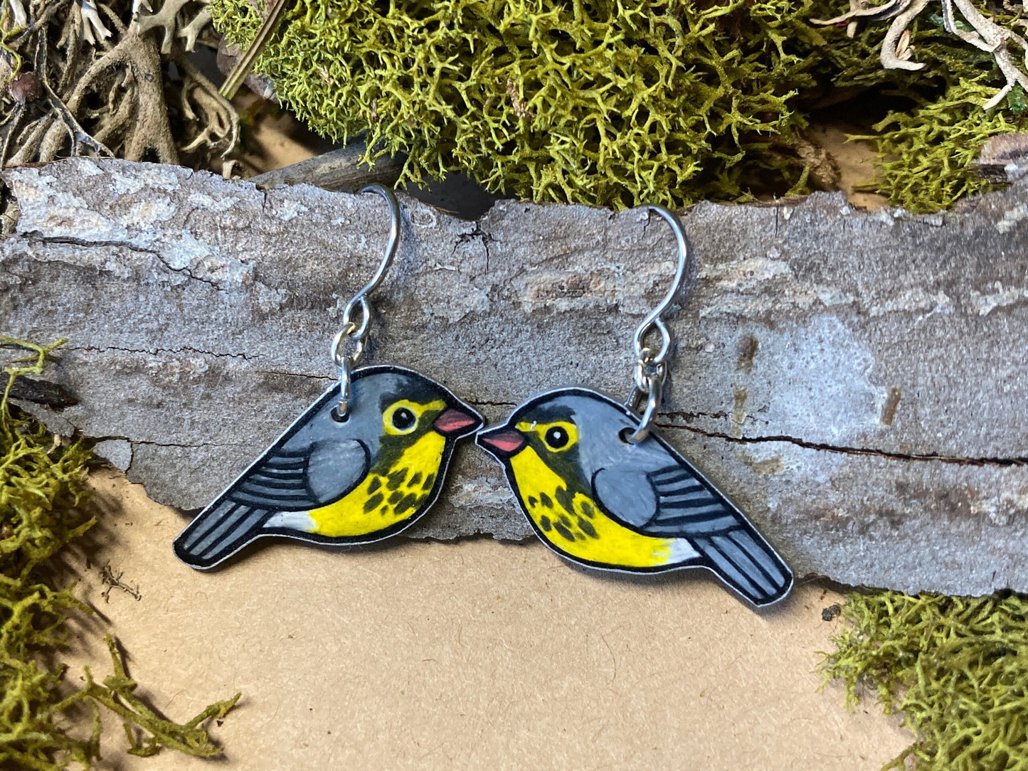 Canada Warbler Handmade Unique Bird Earrings Birding Birdwatcher Gift