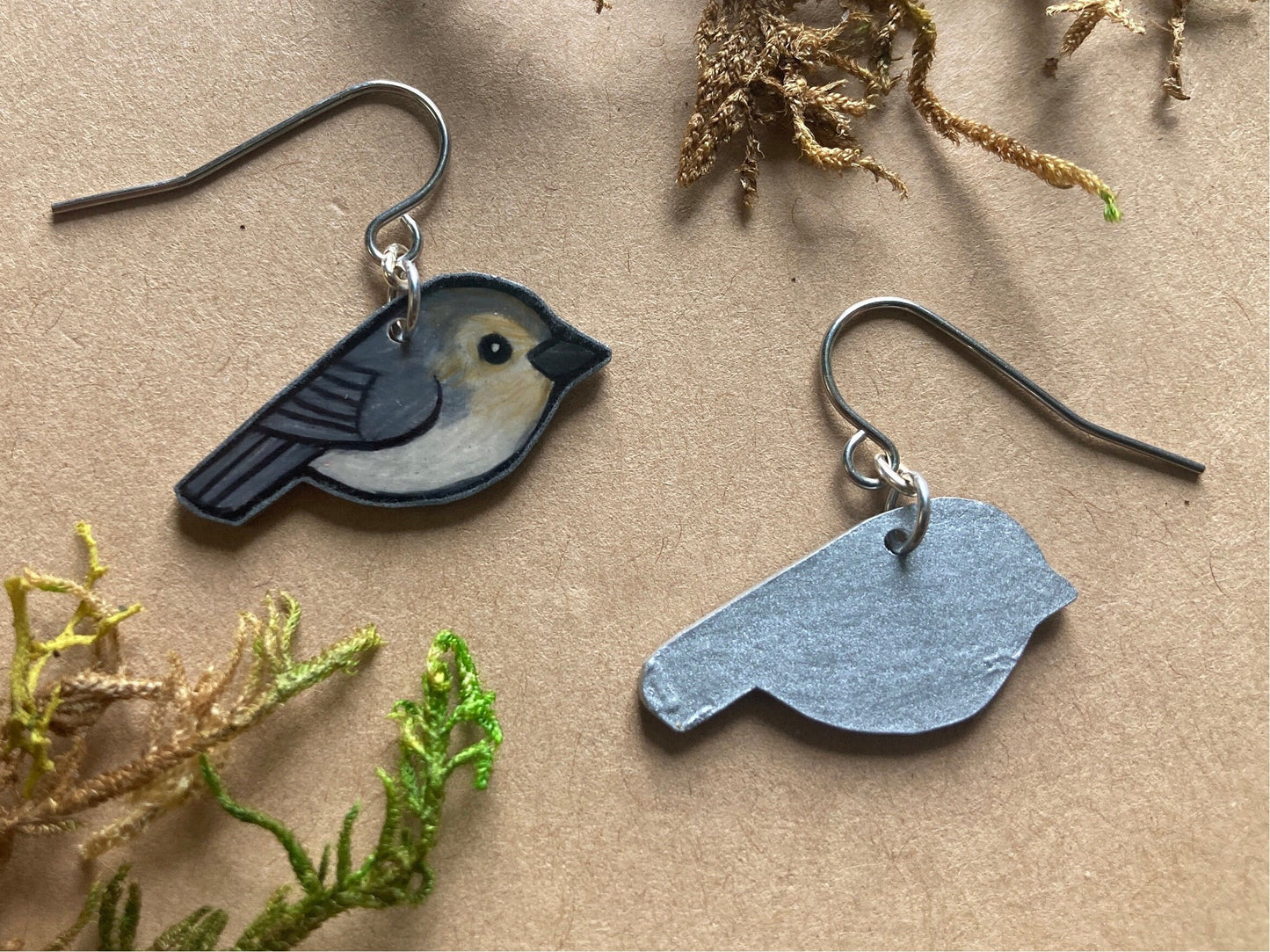 Bushtit bird Handmade Unique Bird Earrings Birding Birdwatcher Gift