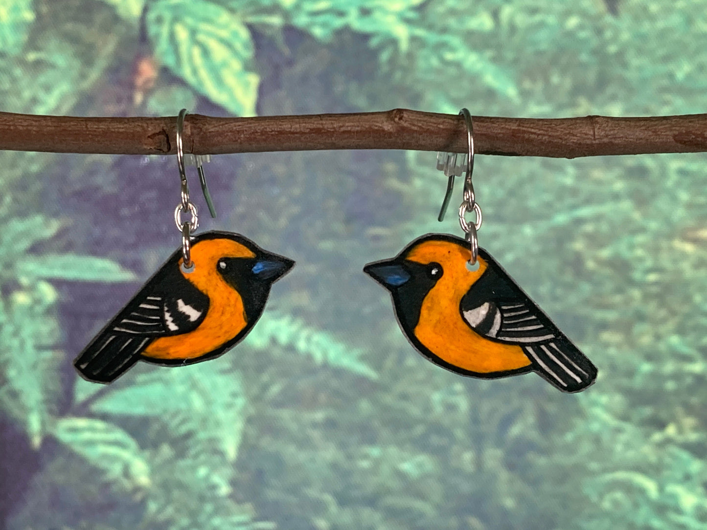 Hooded Oriole Handmade Unique Bird Earrings Birding Birdwatcher Gift