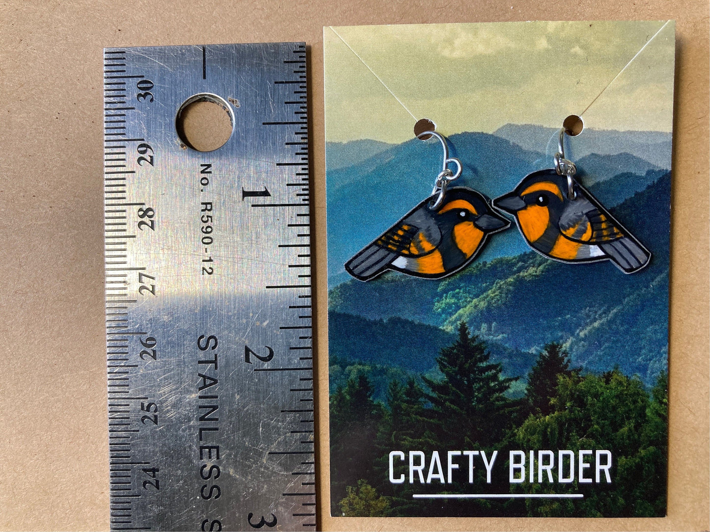 Varied Thrush Handmade Unique Bird Earrings Birding Birdwatcher Gift