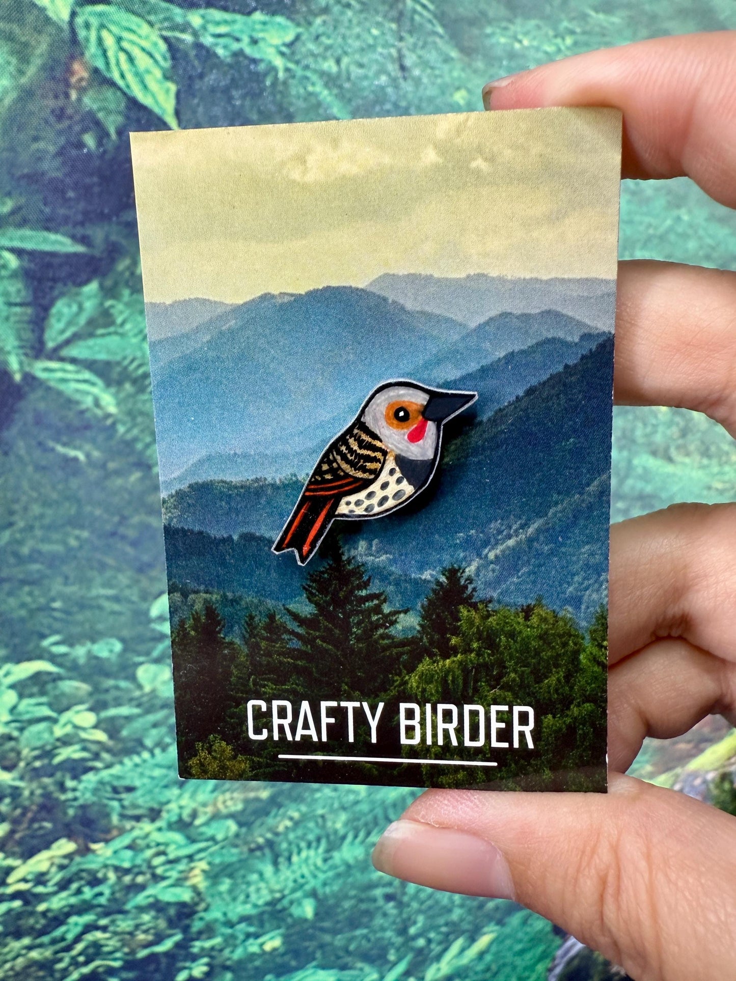 Hand-Drawn Northern Flicker Pin : Bird Art Jewelry